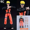 A fully articulated action figure of Jujutsu Kaisen Yuji Itadori in orange and black attire.