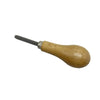 A professional bezel setting pusher tool with a metal blade and a wooden handle.