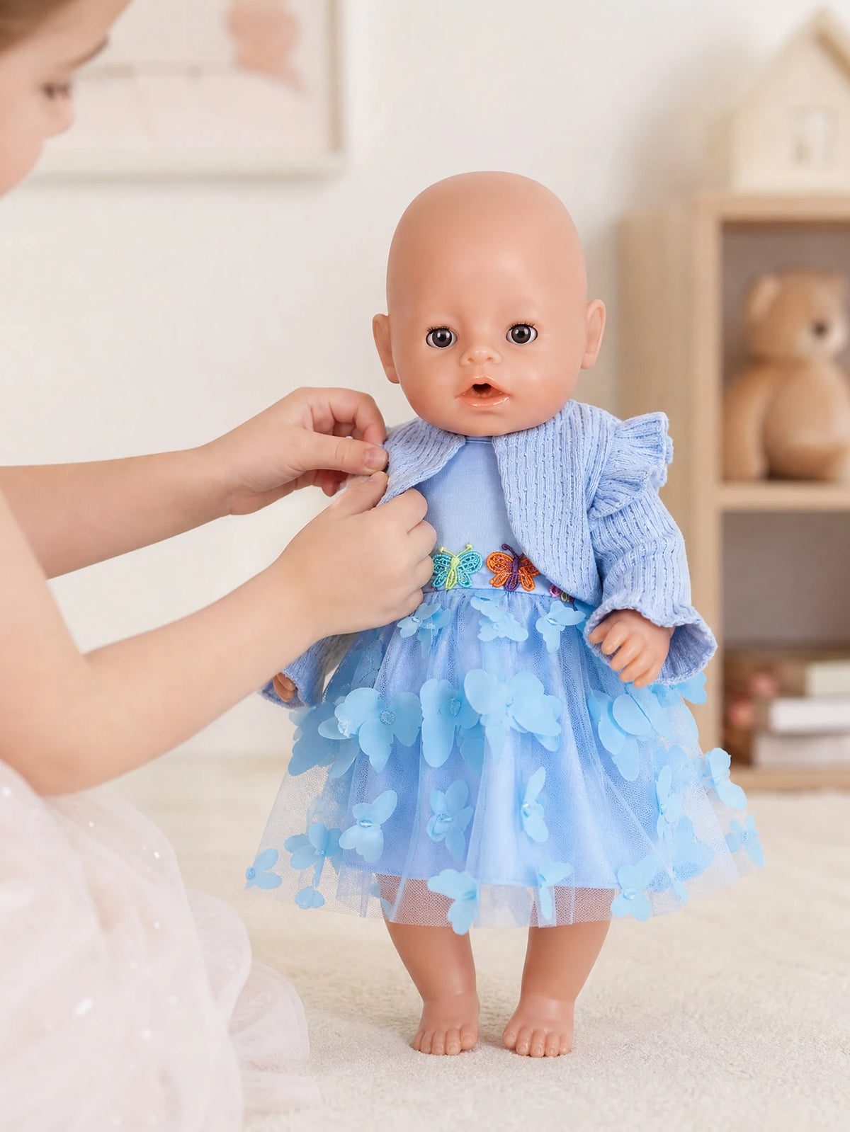 Adorable Baby Doll Clothing Set with Coat and Dress