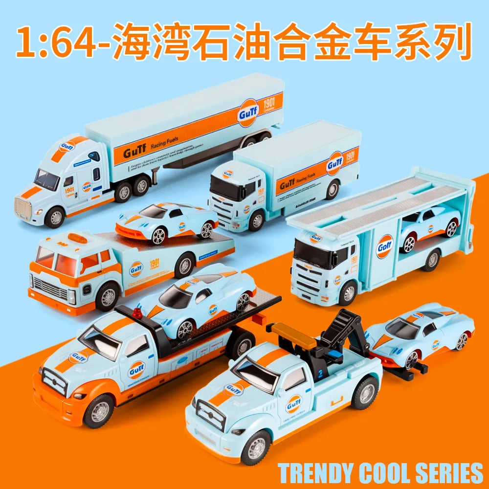 1:64 Scale Die-Cast Trailer Truck with Container - Gulf Racing Edition