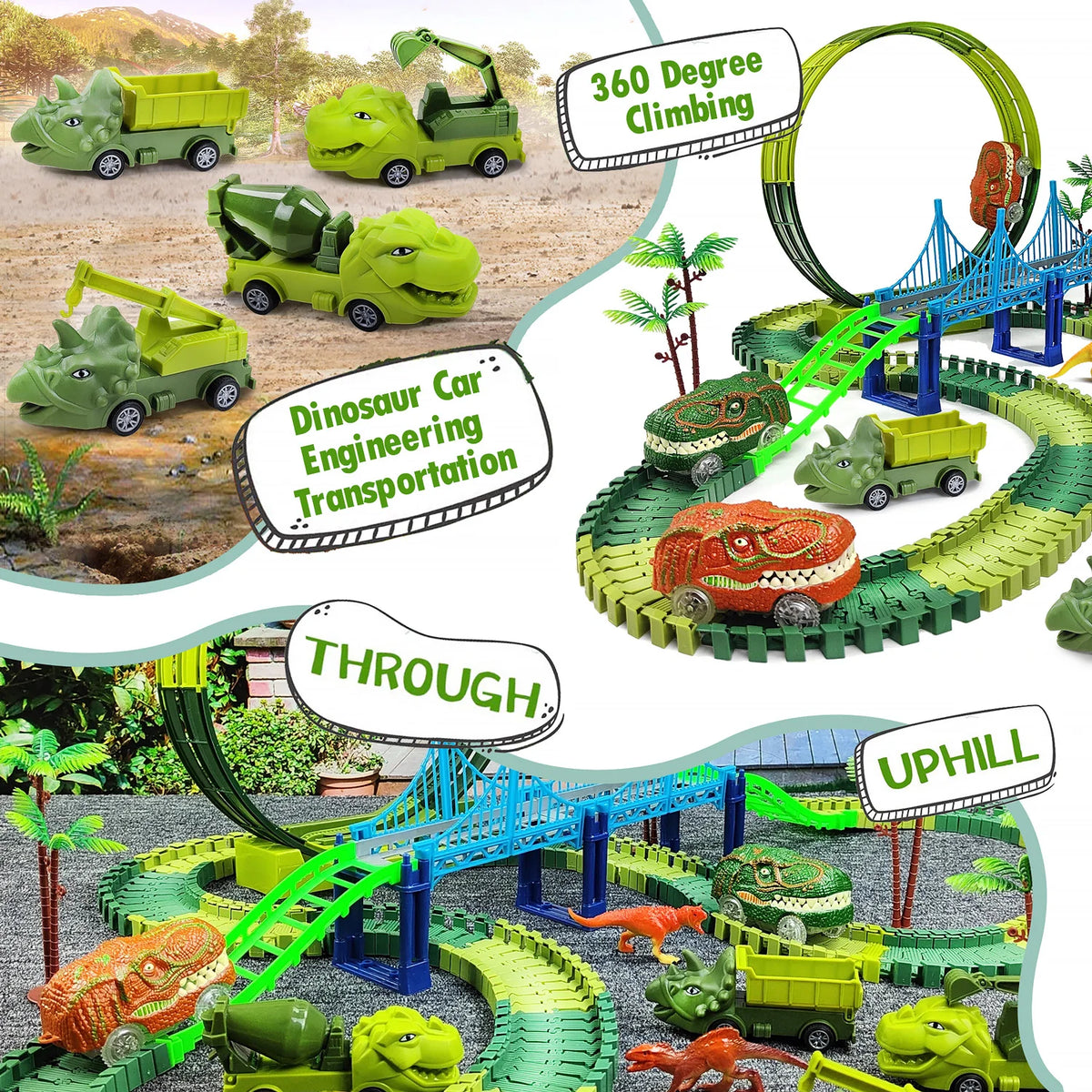 Dino Race Track Toy with Electric Climbing Car