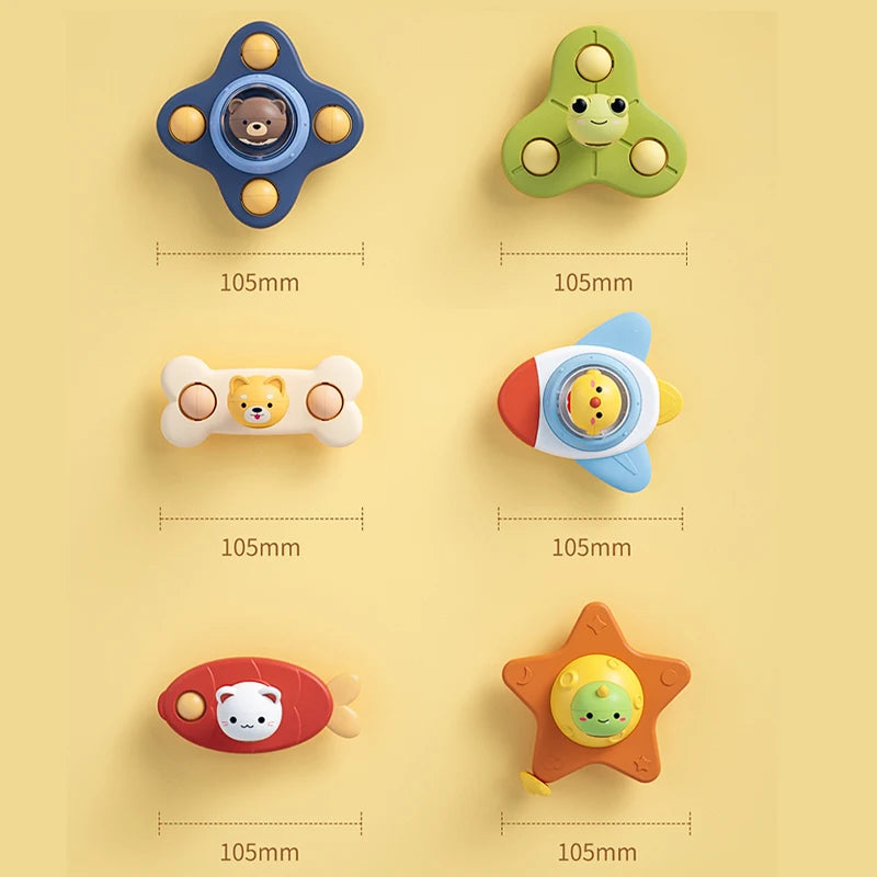 Sensory Spinning Top Bath Toys with Suction Cup