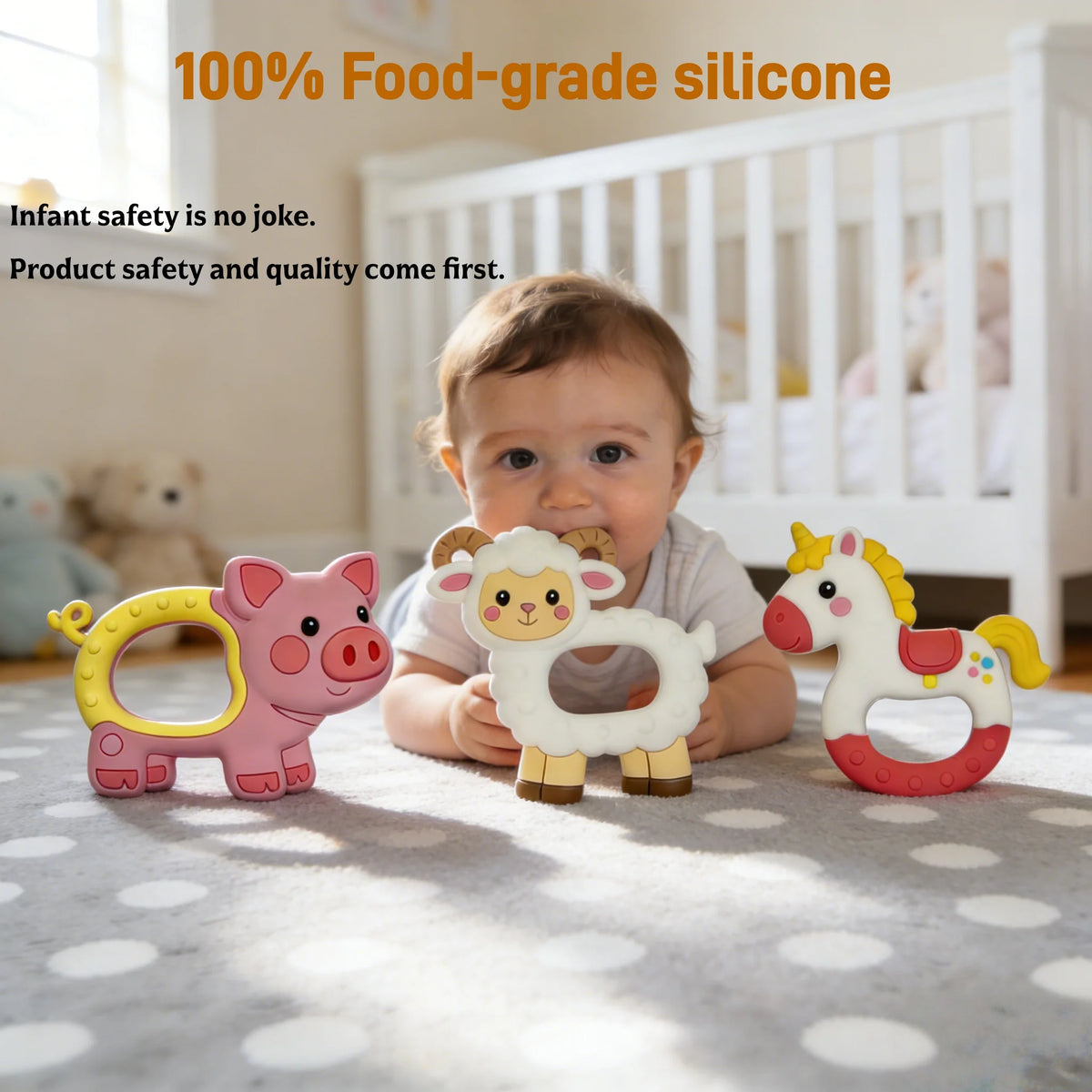 Cartoon Animal Silicone Baby Teether with Pacifier Clip
