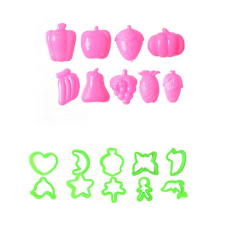A set of pink air-dry modeling clay shapes for creative kids including various molds and tools.