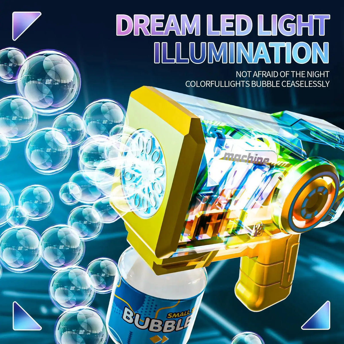 LED Bubble Gun Toy for Kids with Color-Changing Lights