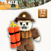 A plush toy resembling a dead rail character with a brown hat and orange striped body.