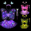 A set of glowing LED butterfly costume for girls featuring wings, a skirt, and a wand.