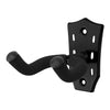 Black secure guitar wall mount hanger with a padded yoke and mounting plate.