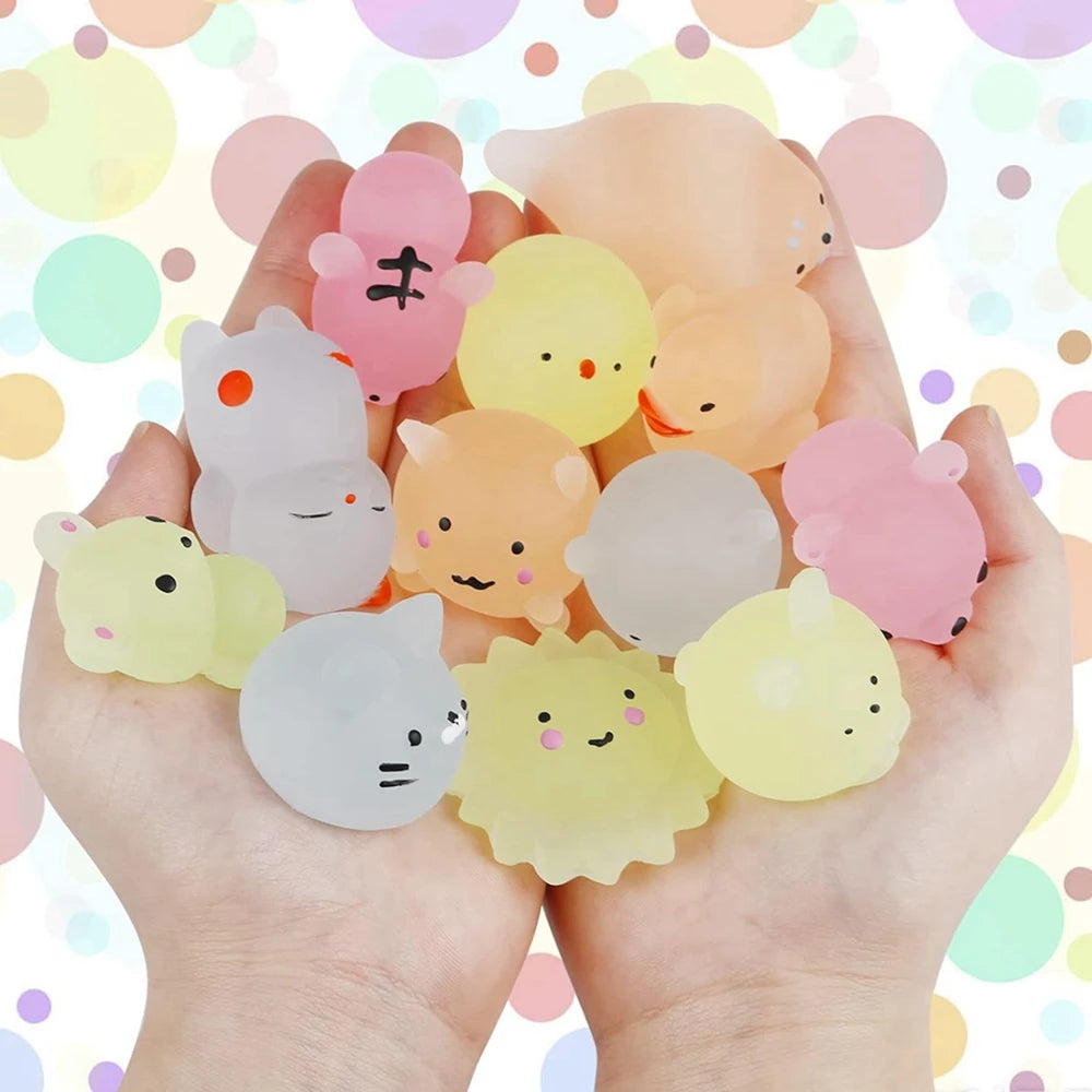 Kawaii Animal Squishy Toys – Glow in the Dark Stress Relievers (Party Pack)