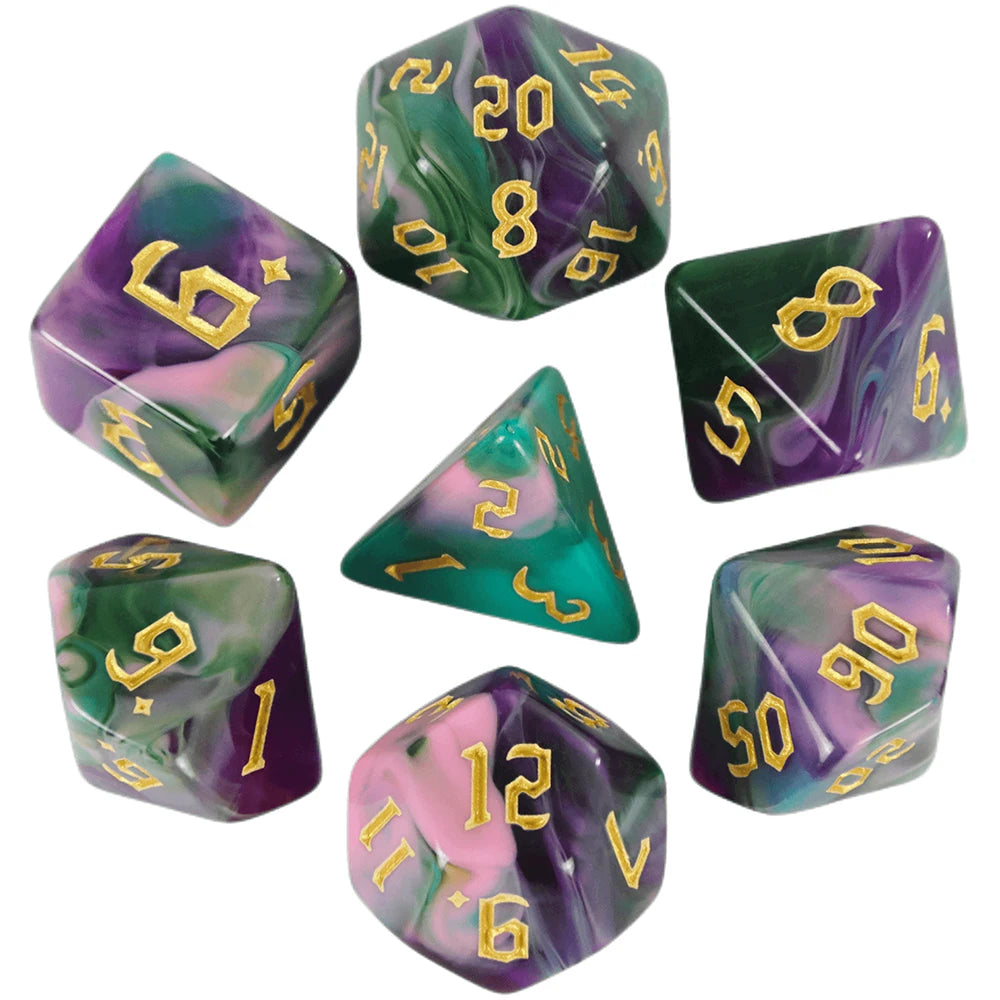 7-Piece Multicolor Polyhedral Dice Set for RPG and Tabletop Games