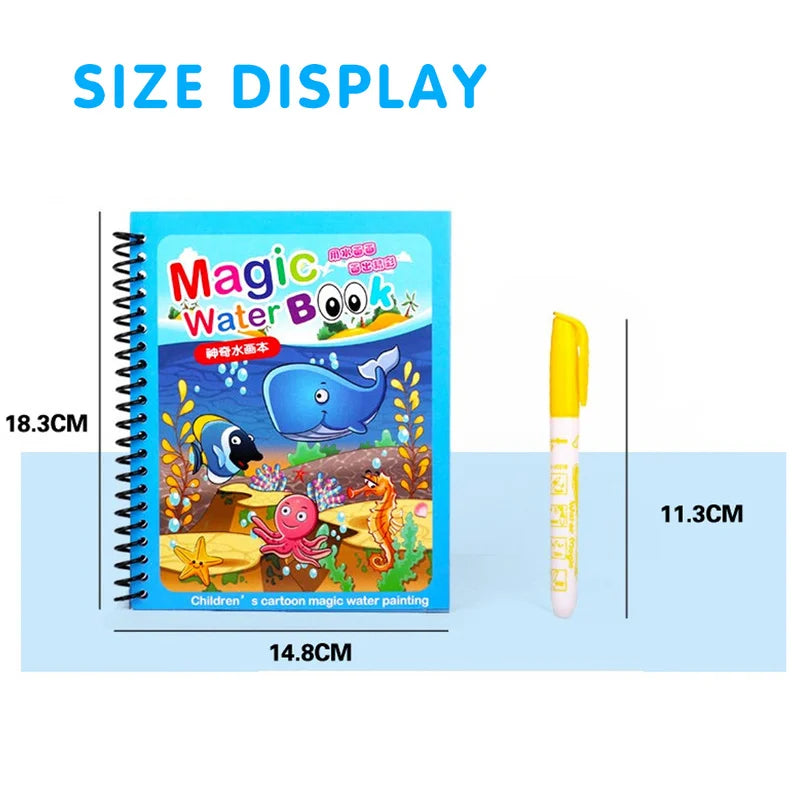 Magic Water Drawing Book for Kids - Reusable Coloring Fun