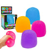 A collection of colorful gumdrop squishy balls and a box are shown, with one ball being squeezed by a hand.