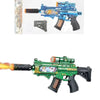 A green LED light-up water mist blaster toy gun with sound effects and an attached magazine.