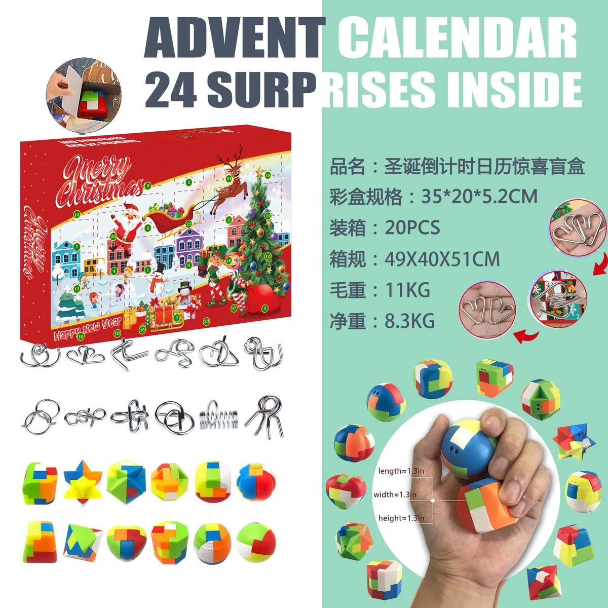 24-Day Christmas Advent Calendar with DIY Tree & Train Set
