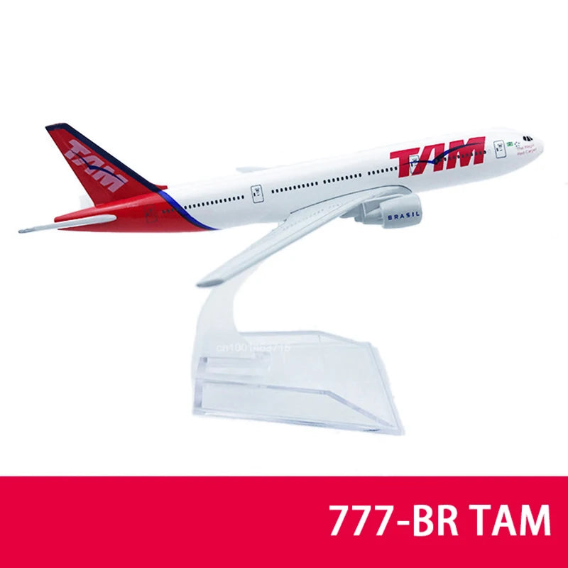 Diecast TAM 777-BR model airplane in white and red livery