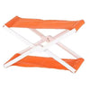 Orange foldable camp pillow with white frame and fabric