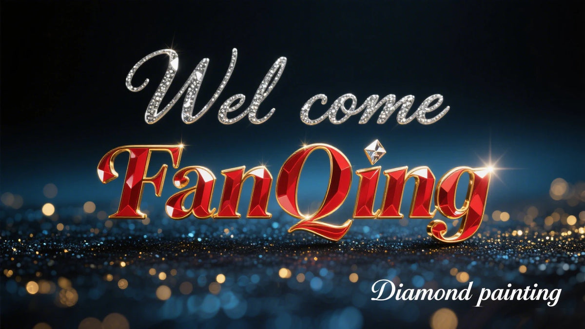 Gold text welcoming viewers to a Diamond painting kit featuring a white peacock and magnolia.