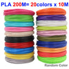 A collection of 20 different colored PLA filaments in 10mm spools, labeled as Random Color.