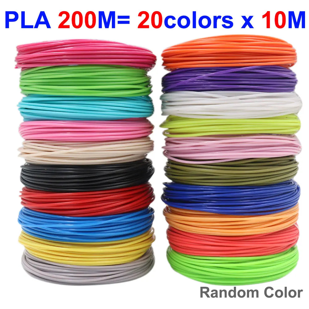A collection of 20 different colored PLA filaments in 10mm spools, labeled as Random Color.