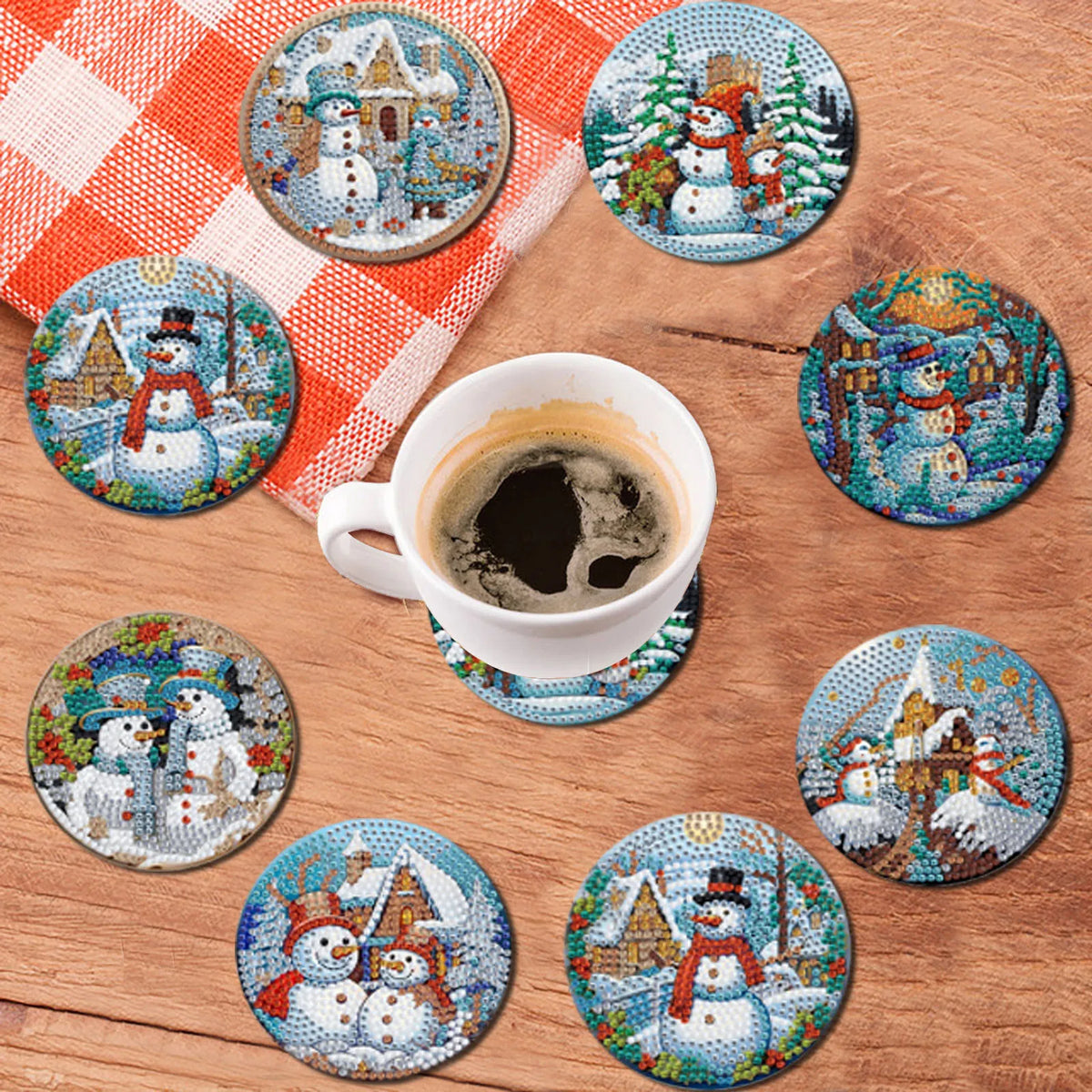 DIY Diamond Art Coaster Set for Christmas & More