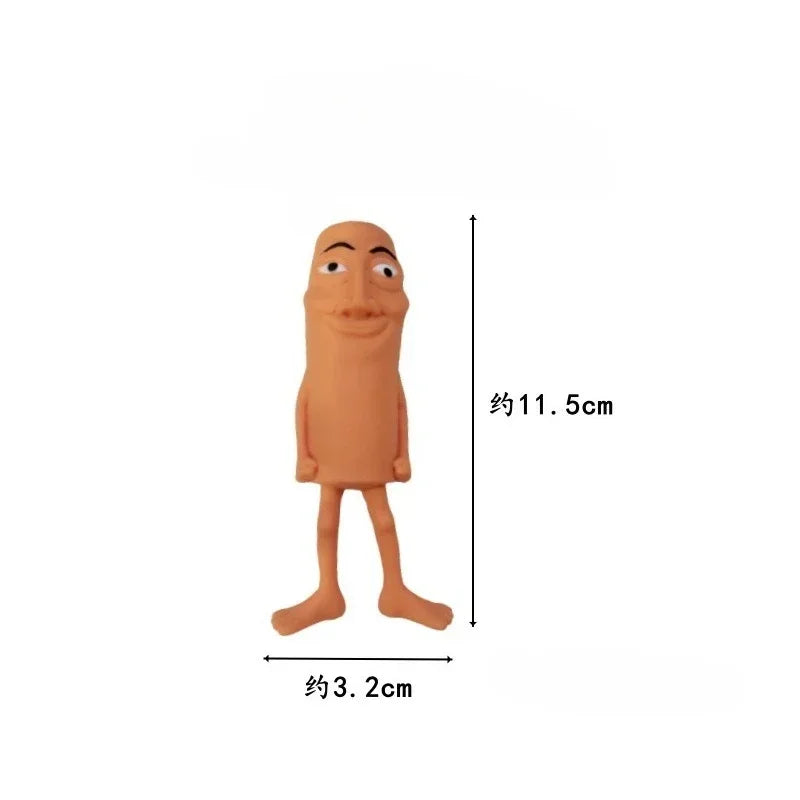 An orange sensory decompression toy shaped like a person standing upright.