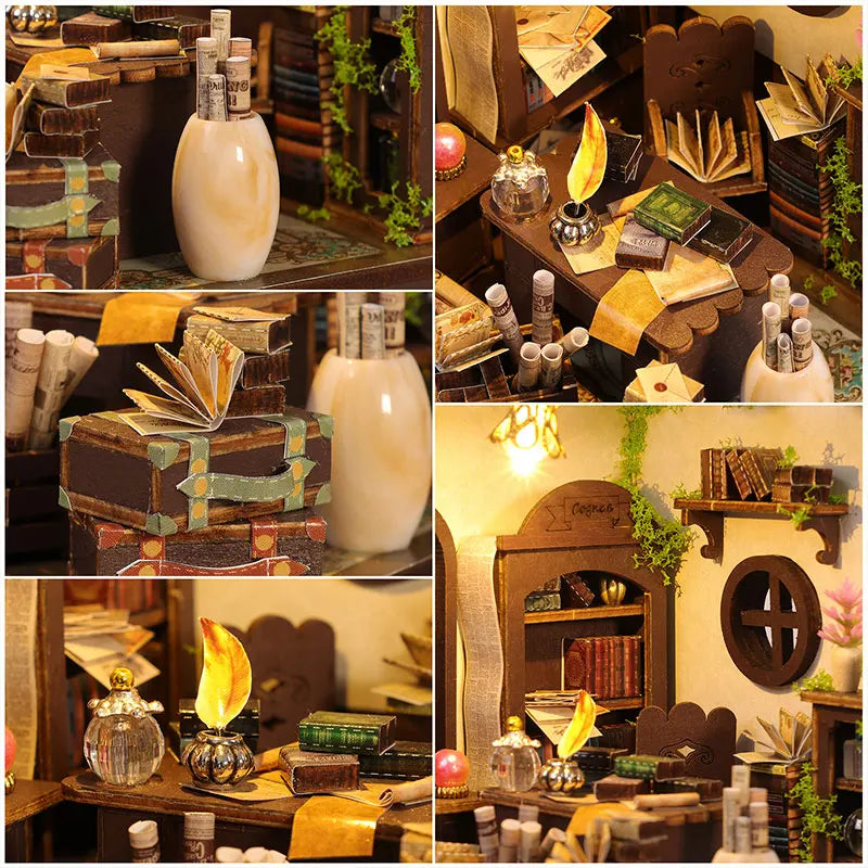 DIY Wooden Miniature House Kit with LED Lighting