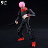 A fully articulated 14cm action figure of Yuji Itadori from Jujutsu Kaisen, featuring pink hair and a black outfit.