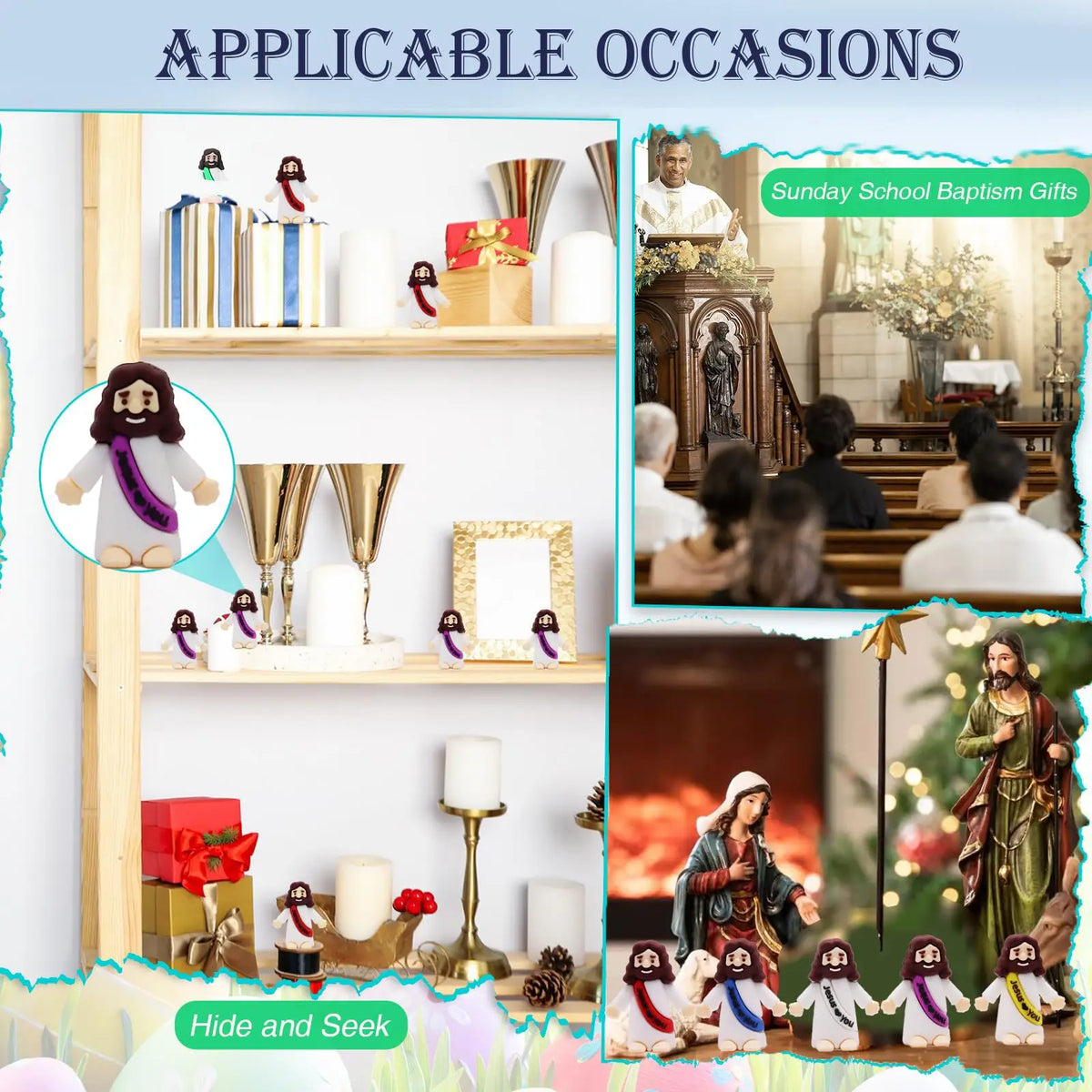 Mini Jesus Figurine Set for Easter Decorations