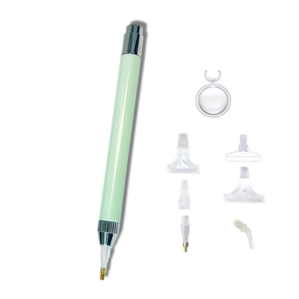 LED Diamond Painting Pen Kit with Multifunctional Tips and Magnifying Glass