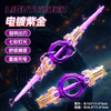 A purple lightsaber with a glowing blade and hilt, shown against a dark background.