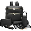PU Leather Diaper Backpack with Changing Pad and Stroller Straps