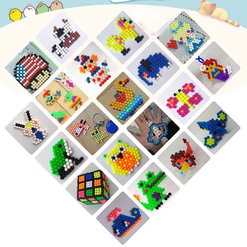 DIY Water Spray Beads Kit – 300 Pieces, 36 Colors, 3D Puzzle Craft Set for Kids