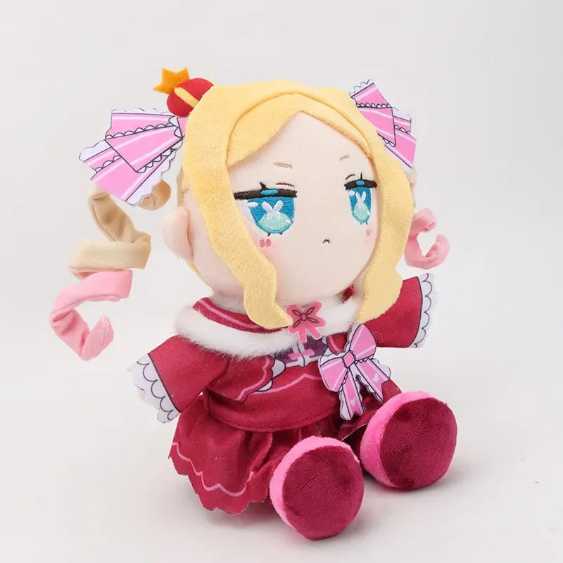 A plush toy of the Re:Zero character Beatrice with blonde hair and pink accents.