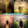 Four panels showing people silhouetted against bright fireworks displays.