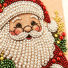 A detailed painting of a smiling Santa beard and face made entirely from white pearls, set against a colorful background.