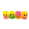 A set of four colorful stacking circles or play mats in yellow, green, pink, and orange.