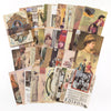 A collection of vintage scrapbook paper sheets featuring historical and decorative designs for crafting.