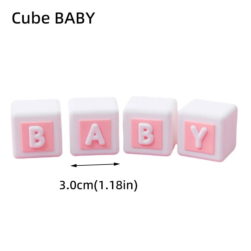 Cube BABY letters in pink and white for a birthday or baby shower decoration