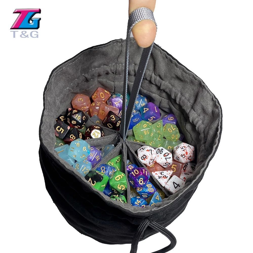 Velvet Dice Storage Bag with Interior Pockets