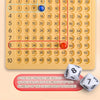 A game board with multiplication problems and cards for a fun math learning activity