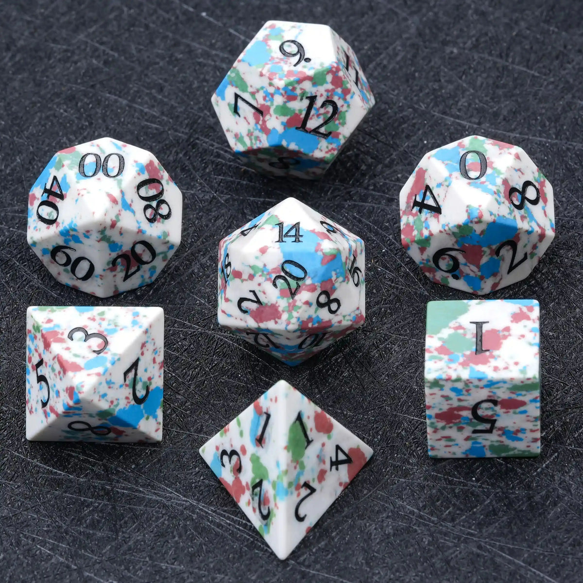 Premium 7-Piece Frosted Gemstone Polyhedral Dice Set for Tabletop RPGs