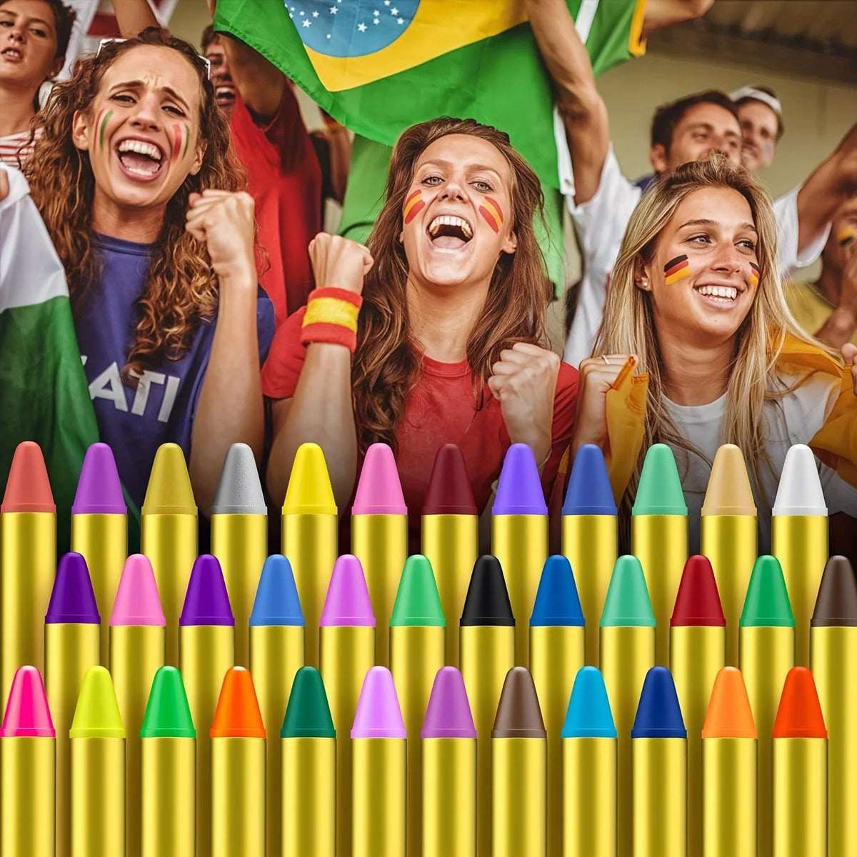 Non-Toxic Face Paint Crayons Set - Safe Face & Body Art for Halloween, Cosplay & Festivals