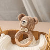 Handcrafted Wooden Crochet Animal Rattle for Babies
