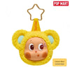 A yellow bear-shaped earbud case cover with large eyes and light blue accents.