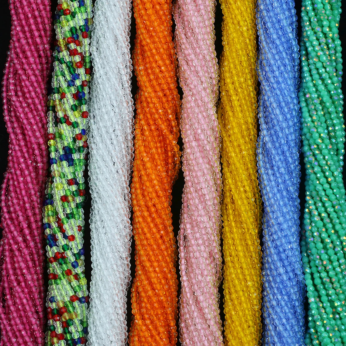 2mm Austrian Crystal Spacer Beads – White AB Finish