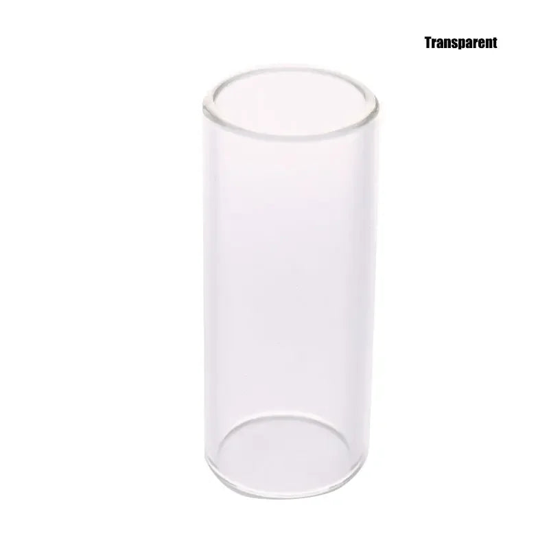 A clear glass tube or cylinder for a precision guitar slide bar.