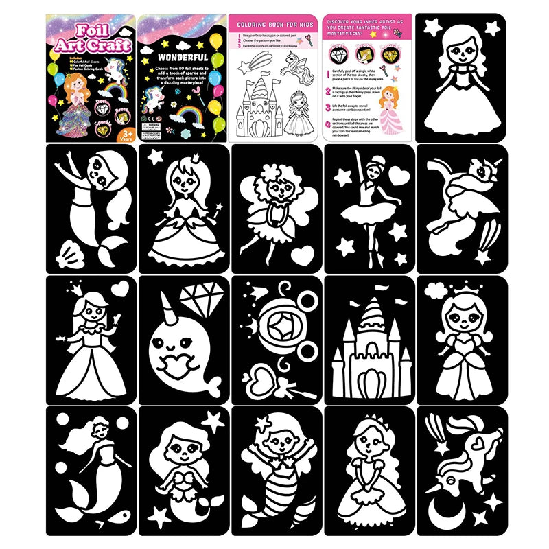 Kids Foil Art Activity Set with Coloring Book