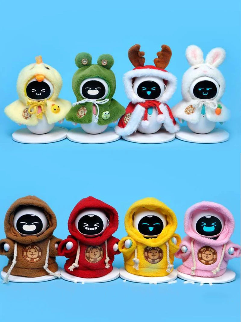 A collection of eight plush animal-themed accessories featuring various colors and styles.