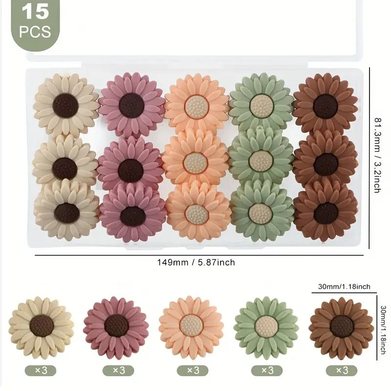 20mm Daisy Silicone Beads for DIY Jewelry & Crafts