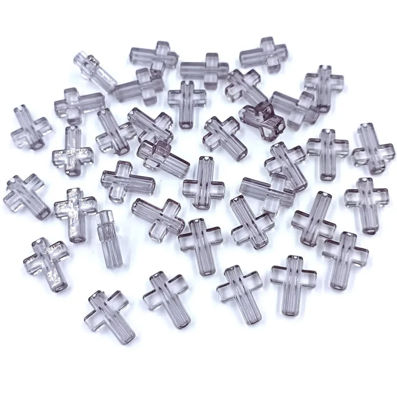 A collection of colorful acrylic cross beads for jewelry making